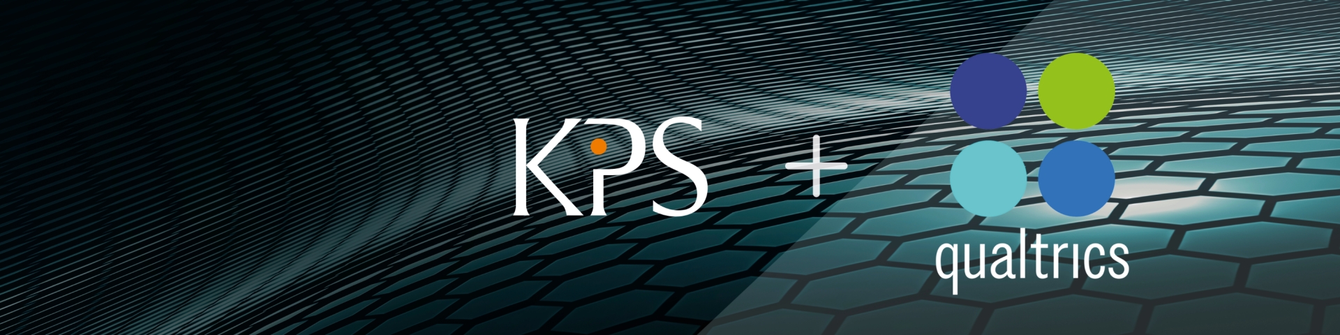 Logos of KPS and Qualtrics on an abstract background
