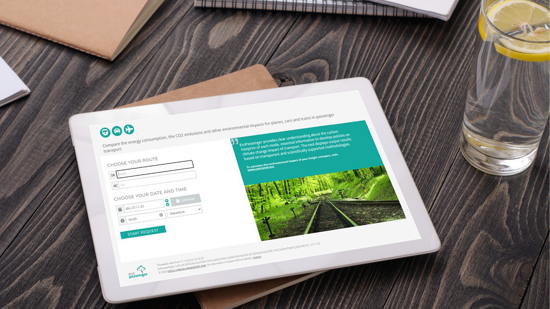 EcoPassenger has a user-friendly calculation module that compares the energy consumption, CO2, and exhaust emissions of airplanes, cars, and passenger trains in Europe.