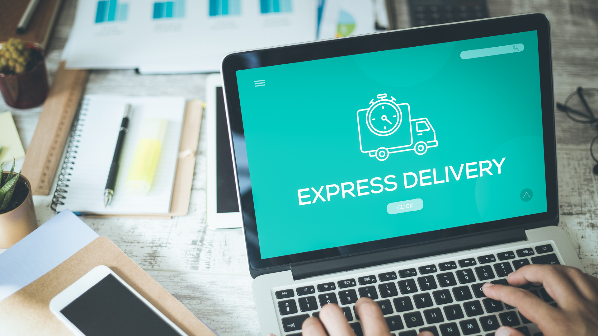 Express delivery on a laptop