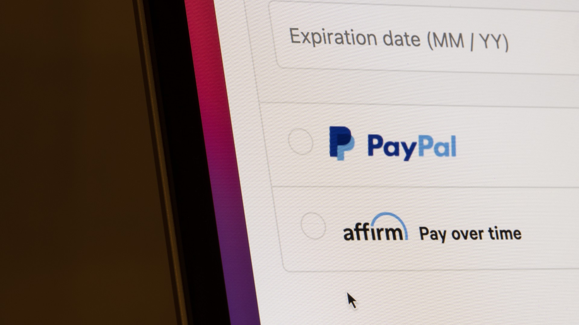 Webshop payment options - paypal & affirm