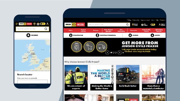Jewson Civils Frazer webshop on mobile and tablet
